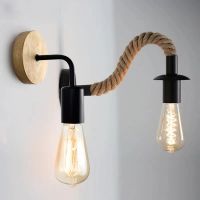 Wall Lights Vintage E27  Edison Bulb  Iron Wall Lamp  Indoor Loft Led Hemp Rope Wall Light Industrial Decor Wall Light