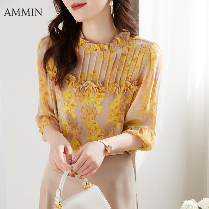 ammin-new-fashion-temperament-loose-large-size-printed-chiffon-shirt-korean-style-wooden-ear-edge-stitching-casual-all-match-floral-tops