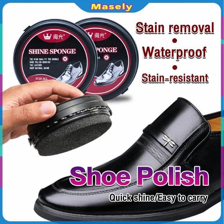 Masely 39g Doublesided Sponge Leather Shoe Polish Brush Tool Colorless