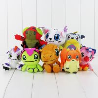 10CM Digimon Plush Toys Gabumon Agumon Gomamon Piyomon Palmon Patamon Soft Stuffed Dolls With Keychain Kid Gifts