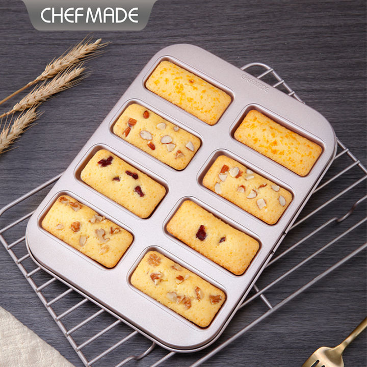CHEFMADE Financier Cake Pan, 8-Cavity Non-Stick Rectangle Muffin Pan Biscuits Cookies Bakeware for Oven Baking (Champagne Gold), Size: One size, Beige