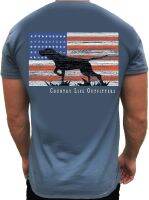 Country Life Outfitters Pointer Dog Americaan Flag Indigo Blue Mens Short Sleeve T-Shirt