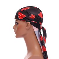 【CC】❄  Street Hip-Hop Silky Durags Men Print Bandana Turban Hat Doo Durag Wigs Headwrap Chemo Cap Tail Pirate