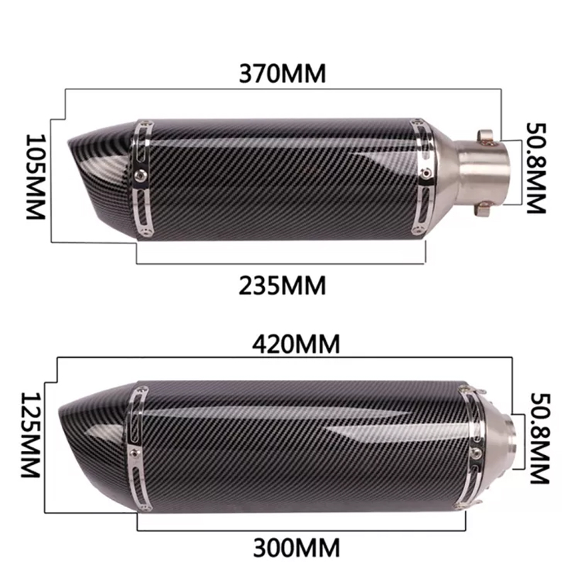 51mm Universal Muffler Silencer Tip Vent Rear Pipe Carbon Fiber Trim Tail Tube Motorcycle Modified Exhaust Muffler Pipe for Kawasaki Honda Yamaha 