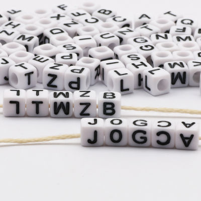 White Square Acrylic Letter Beads 6x6mm Alphabet Spacer Loose Beads For Jewelry Making Diy Charm Necklace Bracelet Beaded