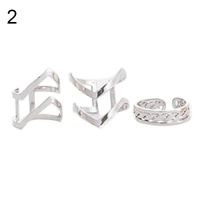 [LK] 3PcsSet Fashion Womens Arrow Hollow Midi Knuckle Open Finger Ring Band Gift