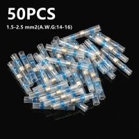 [HOT QAA,JXHKLWW 121] 50/10 PCS Blue Solder Seal Wire Connectors Solder Terminals Heat Shrink Soldering Butt Connectors Waterproof Insulated Splice