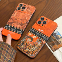 《KIKI》Luxury brand forest flower phone case for iphone 14 14Plus 14Pro 14ProMax 13 13pro 13promax 12 12pro 12promax 11 11promax x xr xsmax 7plus 8plus high quality protective case Official Design Orange Forest Animal Pattern Phone Case elegant beautiful