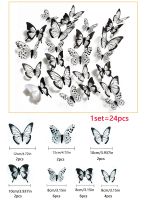 12 24Pcs/Set Black White 3D Butterfly Wall Stickers Wedding Decoration Bedroom Living Room Home Decor Butterflies Decals Decals Wall Stickers  Decals