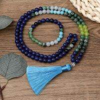 YUOKIAA Japamala Lapis Lazuli Turquesa,ชุดสร้อยคอลูกปัดสวดมนต์8มม. Mala สำหรับผู้หญิงผู้ชายเครื่องประดับวิญญาณโยคะทำสมาธิ