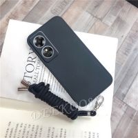 เคสโทรศัพท์สำหรับ OPPO A38 A58 4G OPPOA38 OPPOA58 2023ใหม่รู้สึกที่อยู่อาศัย TPU เคสสมาร์ทโฟนสีทึบพร้อมสายคล้องคอฝาหลัง Softcase