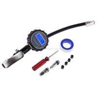 Digital Tire Inflator with Pressure Gauge and Back Night LED Light - Heavy Duty Auto Air Inflating with 4 Valve Caps