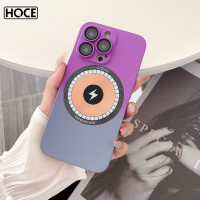 HOCE เคสโทรศัพท์อาร์เรย์ขดลวดทองแดงไล่ระดับสีคู่สำหรับ iPhone 14 Pro Max 13 12 11pro 14Plus เคสฟิล์มกระจกติดเลนส์ไร้สายกันลายนิ้วมือ
