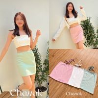 GIRLY MINISKIRT ✨กระโปรงผูกเอวทรงสอบผ้าร่องพรีเมี่ยม✨ป้ายChanok? ดีเทลเชือกผูกเอวน่ารักสุดๆ เนื้อผ้าลอนมินิมอล