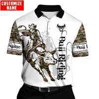 ส่วนบุคคลชื่อ Bull Riding 3D ทั้งหมดพิมพ์ Mens Polo เสื้อฤดูร้อนสั้นเสื้อยืด Street เสื้อโปโล Tops WK18