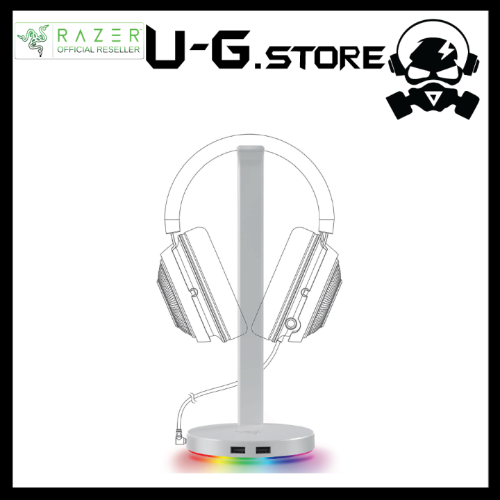 RAZER CHROMA HEADSET STAND USB HUB BASE STATION V2 MERCURY WHITE