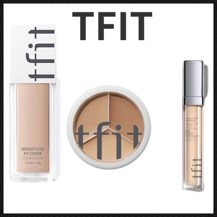 Korea TFIT คอนซีลเลอร์ สามสี แผ่นลิควิด รองพื้น คอนซีลเลอร์ แปรง ปกปิด ...
