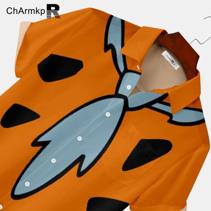 charmkpr-2023กระโปรงหน้าร้อนเสื้อแฟชั่นแขนสั้นผู้ชาย-เสื้อฮาวายเสื้อแฟชั่นสตรีการ์ตูนเสื้อนอกมีปก-s-2xl-เสื้อเชิ้ตผู้ชาย