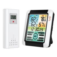 Indoor Outdoor Wireless Digital Hygrometer Temperature Gauge with Time, Temperature Humidity Sensor