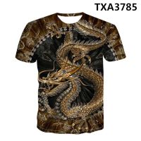 2023 Customized Fashion China Dragon short sleeve 3D printed Short sleeved summer T-shirt  mens and womens short sleeve T-，Contact the seller for personalized customization
