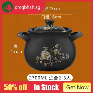 Chinese Clay Casserole Ceramic Pot For Gas Fire Cooking Soup Porridge 1L-3L