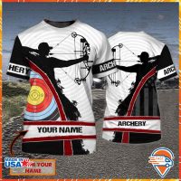 （Contact customer service for customization）Archery American flag 3D printed short sleeve personalized archery gift（Stock available in sizes for adults and children）