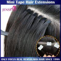 JENSFN Mini Tape In Hair Extensions 100% Remy Natural Human Hair 16"-26"Inch Straight Seamless  PU Skin Weft  Tape Ins For Salon Wig  Hair Extensions