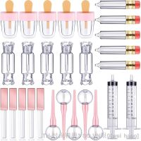 hot【DT】✻﹍◑  30 Pieces Tube Set Ice-cream Shaped Tubes Plastic Syringe for Makeup