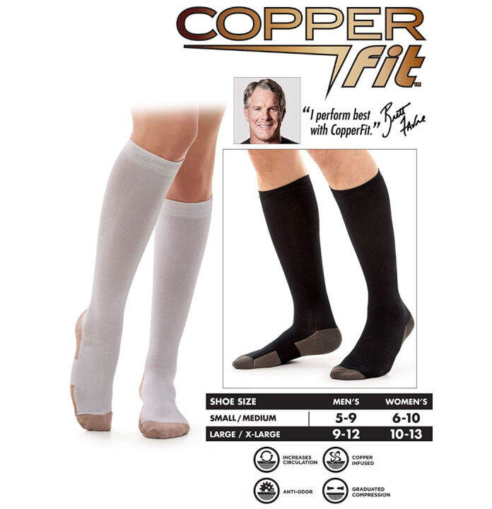 【L/XL Black Colour】Copper Fit Energy Compression Knee High Socks Lazada