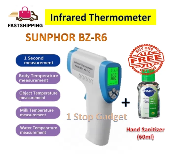 【Ready Stock】SUNPHOR BZR6 NonContact Digital Infrared Thermometer