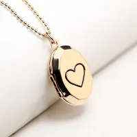 Elliptical Photo Phase Floating Locket Necklace Pendant Fragrance Diffuser for