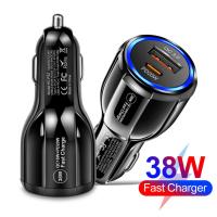 、‘】【； Car USB Charger LED Fast Charging For 13 12 11  S20 S10  Quick Charge 3.0 Phone Charger In Car