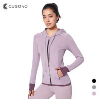 CUGOAO Women Sport Jacket Zipper Yoga Coat Clothes Quick Dry Fitness Jacket Running Hoodies Thumb Hole Gym Workout Sportwear