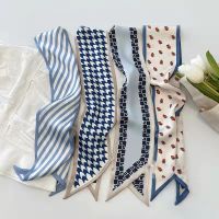 Aibins แฟชั่น Hairband หัวคอ Neckerchief สุภาพสตรี Twilly ริบบิ้นกระเป๋าผูกจับริบบิ้นผ้าพันคอผ้าพันคอขนาดเล็กกระเป๋าอุปกรณ์เสริมนาฬิกาข้อมือผ้าพันคอไหม 1 ชิ้น WJ1117-55