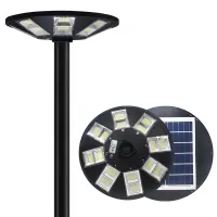 โคมไฟ8ทิศทางทรงกลม LED SOLAR STREET LIGHT แสงอุ่น WARM LIGHT(WARM WHITE 3000K) สว่างยันเช้ารอบทิศทาง กันนำ้ ติดตั้งง่าย สวยงาม สว่างถึงเช้า ประกัน1 ปี Sku2664