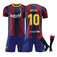 2021 เสื้อแข่งเหย้าและเยือนบาร์เซโลนา 10 No. Messi ชุดฟุตบอลเด็ก Barcelona ชุดฟุตบอลเด็กย้อนยุค