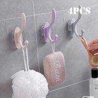 2/4pcs Stick-on Wall Hooks No-Drill Dual Hanger for Coats Clothes Bathroom Accessory Durable Punch-Free Adhesive Sturdy Hooks