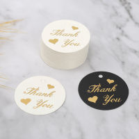 【50 Pcs】Thank you gift tag black and white hot stamping DIY handmade paper heart-shaped candy wedding gift tag round card with souvenir birthday gift