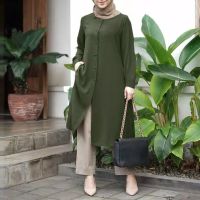 ZANZEA Women Full Sleeved Muslim Blouse Islamic Clothing Fashion Buttons Down Solid Long Blouse Tops Kaftan Casual Solid 817