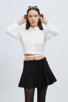 ESP เสื้อเชิ้ตแต่งเชือกผูกโบว์ ผู้หญิง สีขาว | Shirt with Bow Detail | 5852