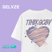 SELVZE Oversize หลวมสีทึบพิมพ์เสื้อยืดที่มีคุณภาพสูงพิมพ์เสื้อยืดเป็นคู่ที่ดี