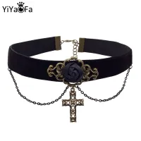 [Xiaoming Jewelry]YiYaoFa สร้อยคอไขว้วินเทจ Choker Amp; จี้ Jesus สำหรับผู้หญิงเครื่องประดับ DD-18