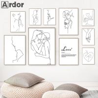 2023▲✐﹊ Abstract Line Couple Posters Romantic Kiss Canvas Painting Hand In Hand Art Prints Love Poster Nordic Wall Pictures Home Decor