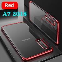 Case Samsung galaxy A7 2018 เคสซัมซุงเอ7 2018TPU เคสใสขอบสี สินค้ามาใหม่ สีดำ สีแดง สีนำเงิน เคสสวยและบาง