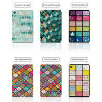 เคสแท็บเล็ตสําหรับ HUAWEI MatePad T8 8.0-นิ้วรูปแบบสี่เหลี่ยมที่มีสีสันการป้องกันแบบรวมทุกอย่างฝาครอบขาตั้งพับพลิกได้ด้วยฟังก์ชั่นการนอนหลับและปลุกอัตโนมัติ