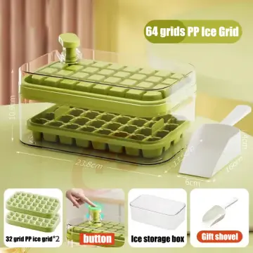 Ice Cube Tray with Lid and Bin, 2 Pack Ice Cube Trays for Freezer, 64 Pcs Ice  Cube Mold (Green)