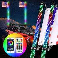 Pcs 2ft RGB LED Whip Lights w/Flag Pole Remote Control Spiral RGB Chase Light for UTV ATV Off-Road Truck RZR Can-am