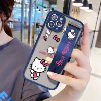 UCUC เคสโทรศัพท์เคสสำหรับ iPhone 11 Pro กรณี (สายรัดข้อมือ) กันกระแทก Frosted กลับการ์ตูนน่ารัก Hello-Kitty ปลอกขอบฝาครอบเลนส์ป้องกันเลนส์ Ultra Thin เคสโทรศัพท์