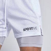 OMG trendy mesh ice silk breathable running quick-drying sports shorts mens training fitness shorts three-quarter pants thin