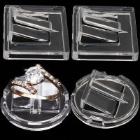 【LZ】◑  Transparente Redondo ou Quadrado Acrílico Anel Display Stand Jóias Titular Fotografia Props Showcase Organizer Rack Finger Jewelry 1Pc 5 Pcs